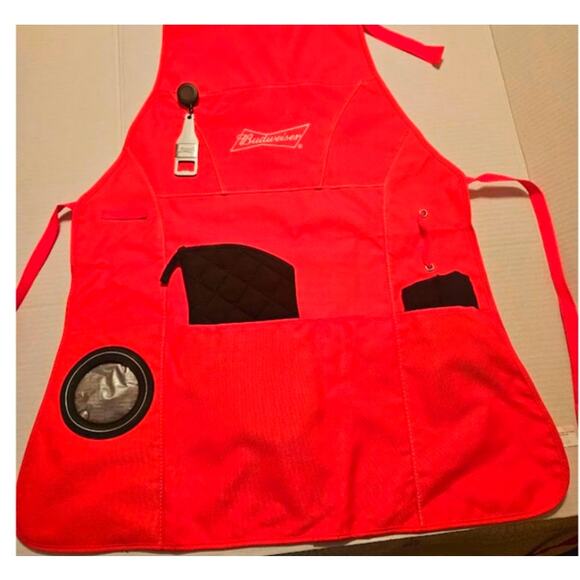 Budweiser New Apron Bottle opener Mitt cloth IInsulated pocket Adjust neckstrap - Picture 1 of 9